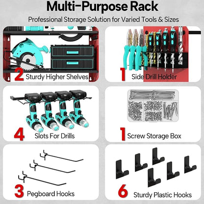 3 Layer Heavy Duty Power Tool Organizer Wall Mount - Image 5
