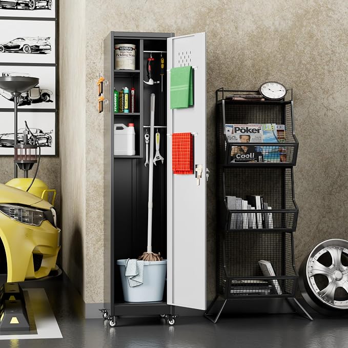 72''H Metal Broom Closet Storage Cabinet - Image 5