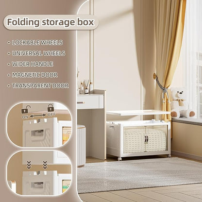 104 QT / 26 Gal Large Foldable Stackable Plastic Storage Cabinet - Image 5