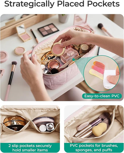 BAGSMART Makeup Bag Travel Cosmetic Bag, Puffy Padded Make Up Bags - Image 4