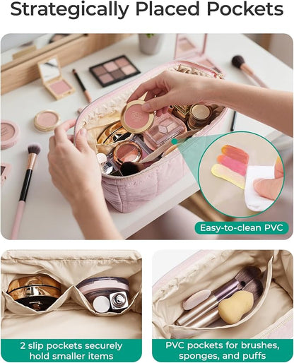 BAGSMART Makeup Bag Travel Toiletry Bag, Puffy Padded Make Up Bags - Image 4