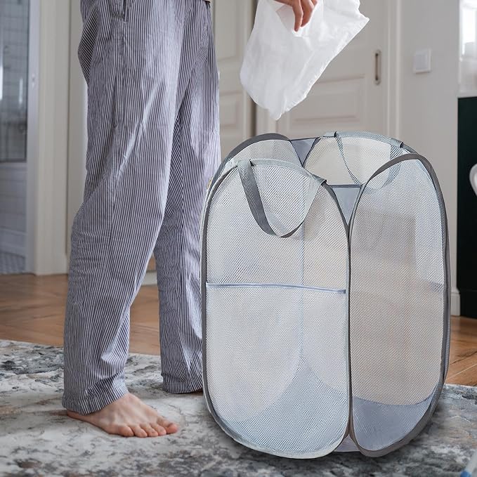 Foldable Mesh Popup Laundry Hamper, Laundry Basket Easy to Open and Fold - Image 4