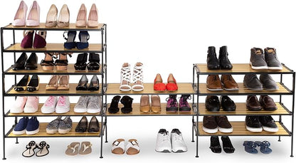 2-Tier Stackable 2" Slat Steel Frame Shoe Rack, 26.5" W x 12.2" D, Aspen | - Image 8