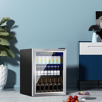 Beverage Refrigerator Cooler, 70 Can Mini Fridge Glass Door - Image 6