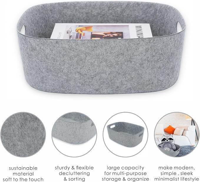 Welaxy Large Storage Basket Felt Open Desk Organize bin Shelf baskets - Image 6