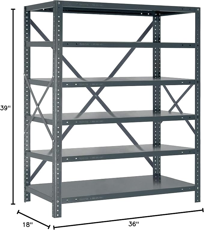 Quantum Storage Systems 39-1836-6 IRONMAN Solid Heavy Duty 6 Shelves 39" H x - Image 2