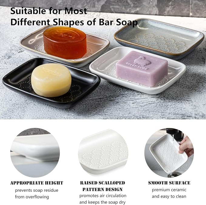 Gomakren Soap Dish for Shower, Christmas Ceramic Soap Dishes for Bar Soap Sponge - Image 4