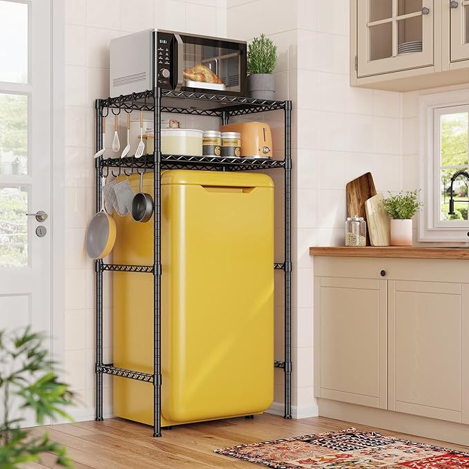 REIBII Mini Fridge Shelf with Storage, 2-Tier Adjustable Metal Shelving Unit - Image 2
