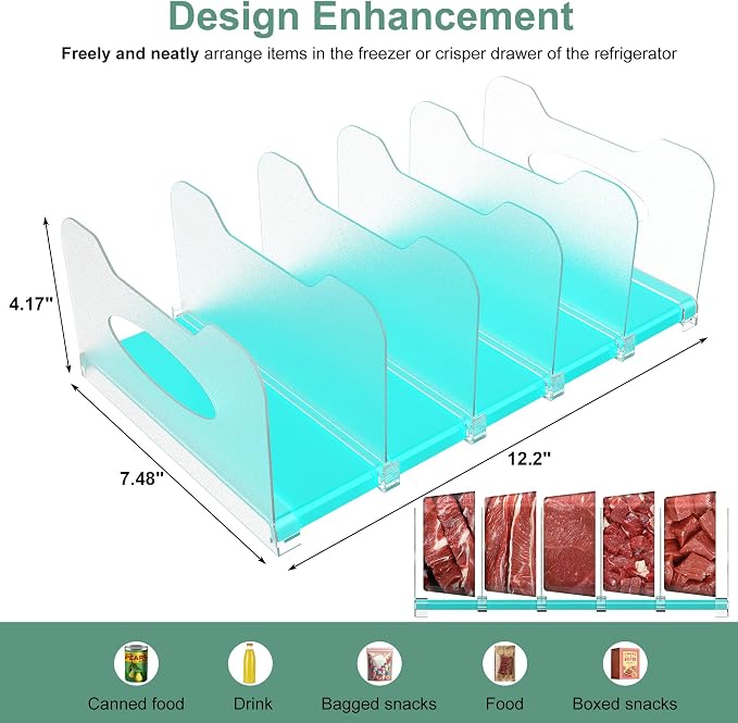 SURETIVIAN Freezer Organizer 12” Visible Fridge Organizer Rack - Image 3