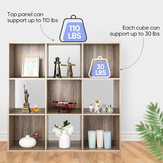 ZenStyle 9 Cube Storage Shelf Organizer, Wooden Bookshelf System Display Cube - Image 4