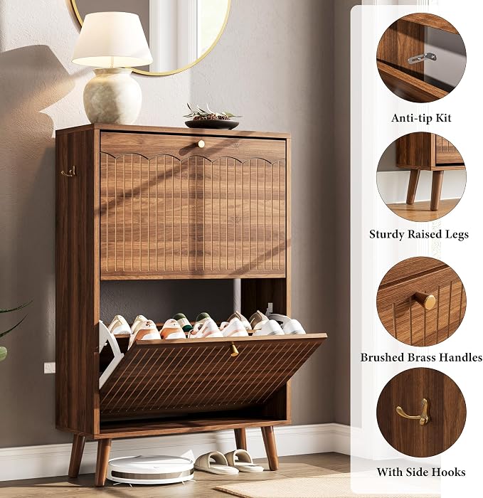 Nicetree Shoe Storage Cabinet for Entryway, 9.5inch Slim Shoe Rack - Image 6