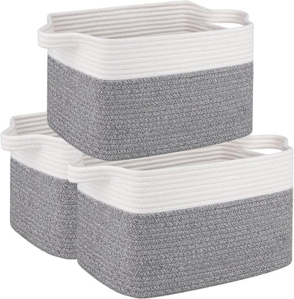 OIAHOMY 3 Pack Storage Basket for Organizing, Woven Basket Basket by MasterofSpaceOptimization