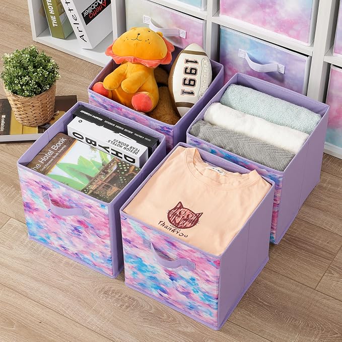 Stero Fabric Storage Cubes, 6 Pack Foldable Storage Bins - Image 5