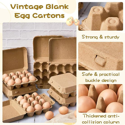 Rtteri 25 Pieces Paper Pulp Egg Cartons 3x4 Style Vintage Blank Egg Cartons - Image 3