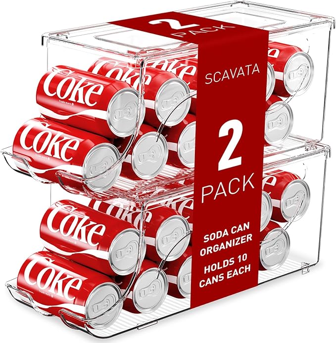 2 Pack Stackable Refrigerator Organizer, Soda Can Dispenser Pop Cans Container by Tidyyourlife