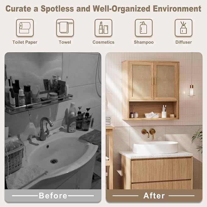 Rattan Bathroom Wall Cabinet - Image 4