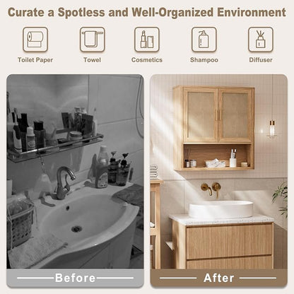 Rattan Bathroom Wall Cabinet - Image 4
