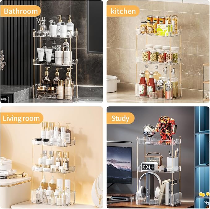 Akinbas 3 Tier Bathroom Organizer Countertop Makeup Perfume Tray Skincare - Image 5