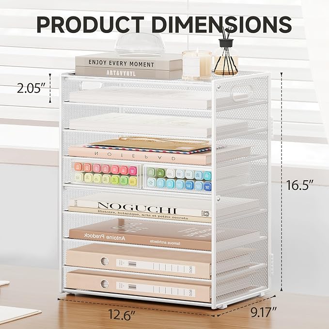 SUBEKYU 9 Tier Paper Letter Tray Desk Organizer - Image 3