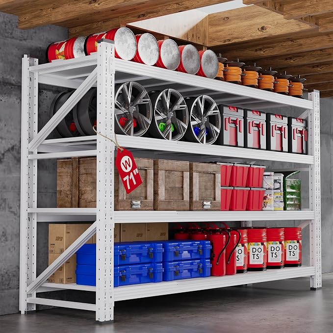 71”W Garage Shelving Units, 5000LBS Storage Shelves Heavy Duty, 4 Tier Large by AFAIF