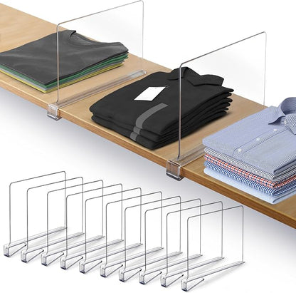 10 Pack Acrylic Shelf Dividers for Closet Organization 11x7.9 Inch – Clear by Unknown