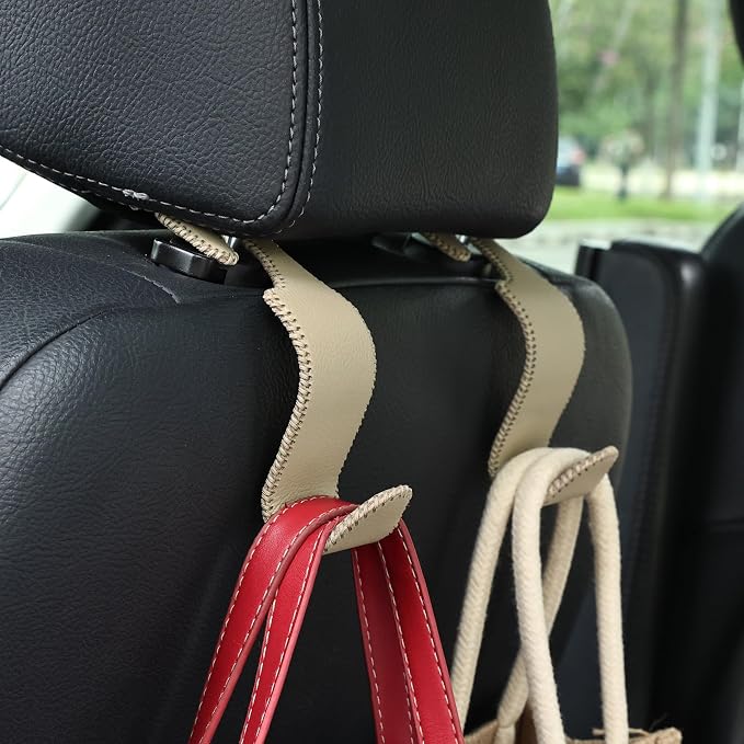 Amooca Car Seat Headrest Hook 4 Pack Metal Core Hanger Universal Car Storage - Image 2