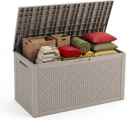 140 Gallon Outdoor Storage Box, Large Resin Deck Box, Waterproof Lockable - Image 8