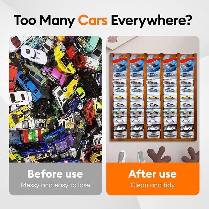 Storage Case Compatible with Hot Packaged Wheels Cars, Solid Wood Wall Mount - Image 6