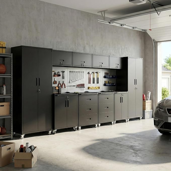 10-Piece Heavy Duty Steel Garage Cabinet System | All-in-One Modular Garage by VIYET