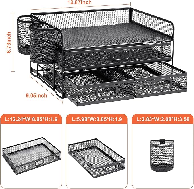 Marbrasse 3 Tier Mesh Desk Organizer - Image 6