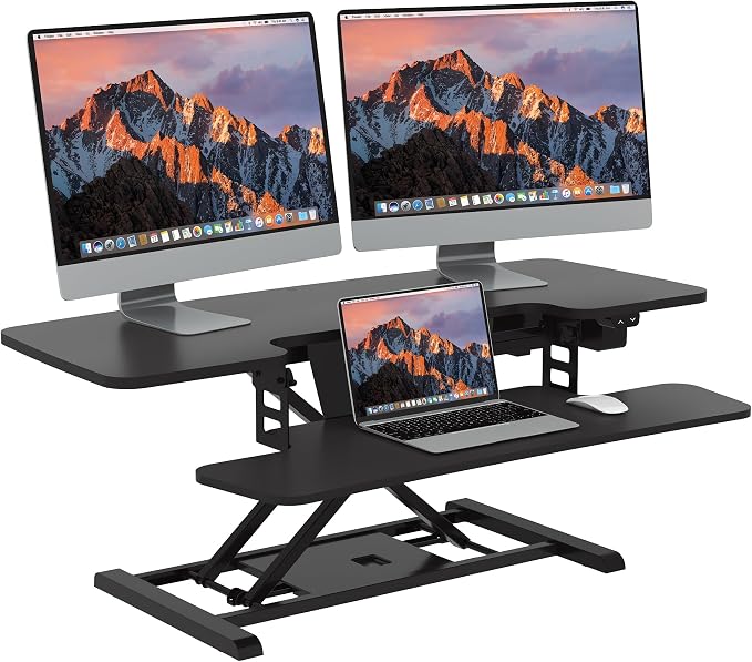 SANODESK 42" Electric Standing Desk Converter, Height Adjustable Riser by sanodesk