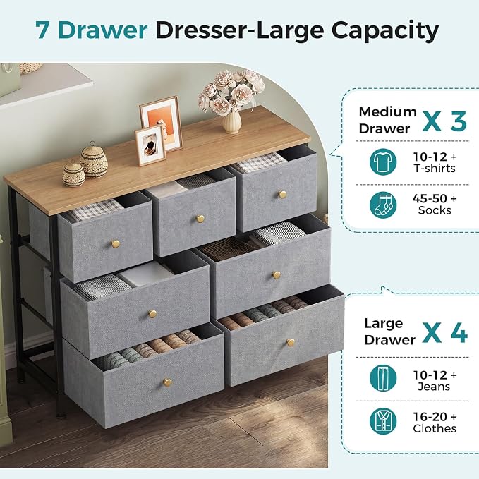 OLIXIS 7 Drawer Closet Organizer, Storage Tower - Image 4