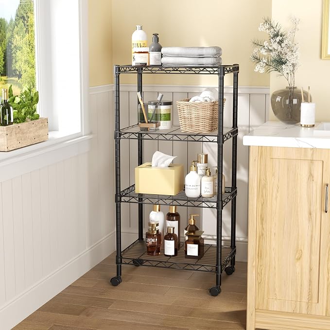 SINGAYE 4 Small Shelves Storage Shelf Wire Shelving Unit Metal Shelf Adjustable - Image 6