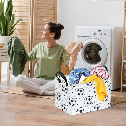 Kids Storage Basket with Soccer Print, 14.5" x 10.2" x 9.1", Waterproof with - Image 4