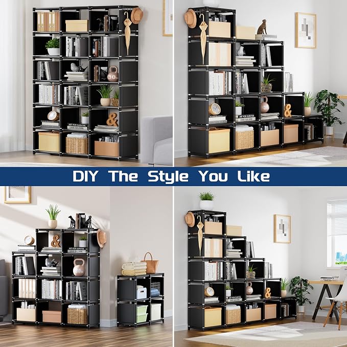 Mavivegue Bookcase, 18-Cube Extra Large Book Shelf, DIY Cube Storage Organizer - Image 4