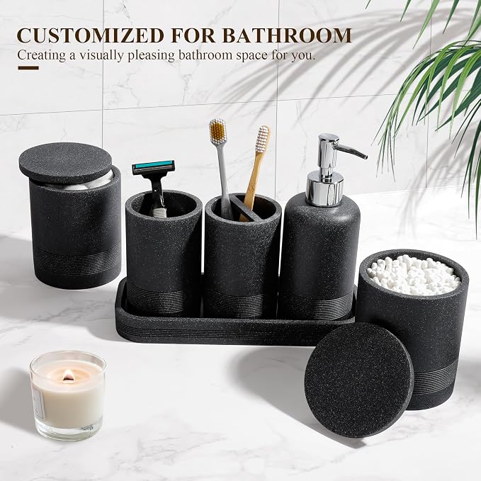 Bathroom Accessories Set, 6-Piece Bathroom Accessory Set, Toothbrush Holders Set - Image 3