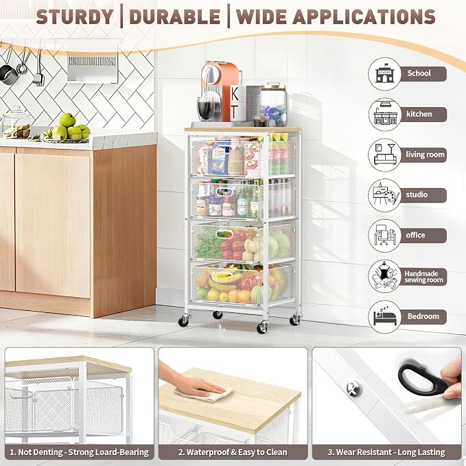 SUNALLY Rolling Kitchen Cart - Image 3