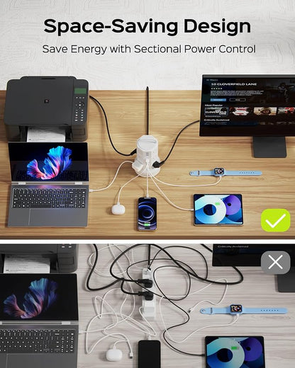 Power Strip Tower Surge Protector, JACKYLED 12 Outlets 6 USB Charging Station - Image 7