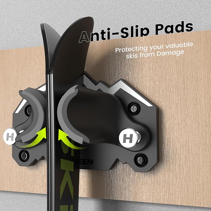 Hikeen Ski & Snowboard Wall Mount, Fits Any Ski or Snowboard, Ski Wall Rack - Image 3