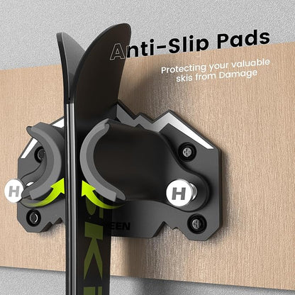 Hikeen Ski & Snowboard Wall Mount, Fits Any Ski or Snowboard, Ski Wall Rack - Image 3