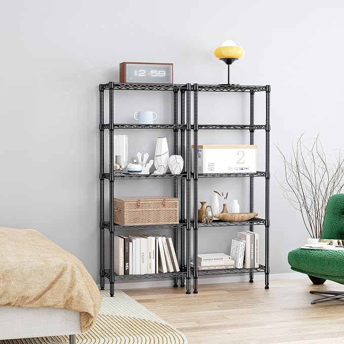 IZEUK 5 Tier Steel Storage Shelves, Heavy Duty Metal Shelf Wire Shelving Rack - Image 7