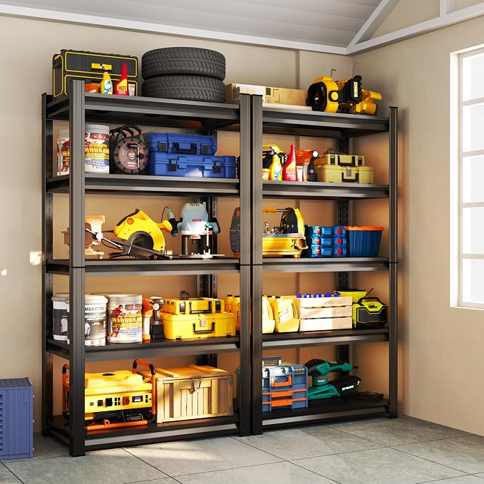 5Tier Garage Metal Shelving, 3020 lbs Storage Shelves Heavy-Duty, Double-Layer - Image 7