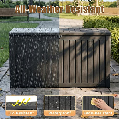 300 Gallon Outdoor Storage Box, Extra Large Resin Deck Box, Waterproof Lockable - Image 3
