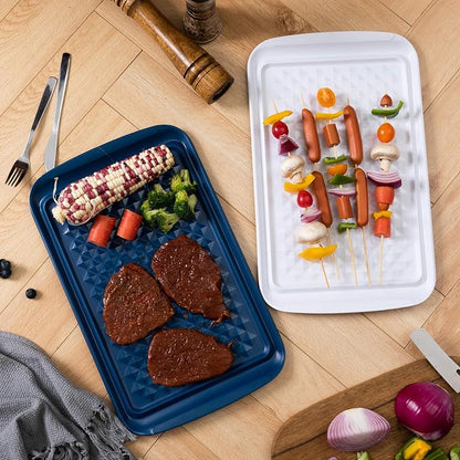 LEHAHA Grilling Prep Trays, Melamine BBQ Prep and Serving Platter and Tray - Image 2