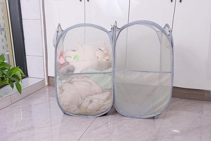 Foldable Mesh Popup Laundry Hamper, Laundry Basket Easy to Open and Fold - Image 2