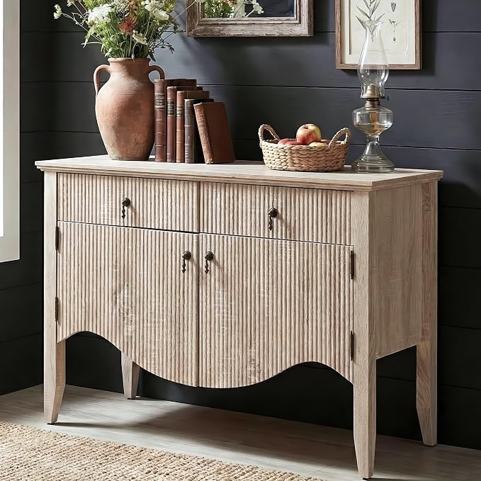 FUSUNBAO 40" Fluted Buffet Cabinet, Sideboard Credenza by FUSUNBAO