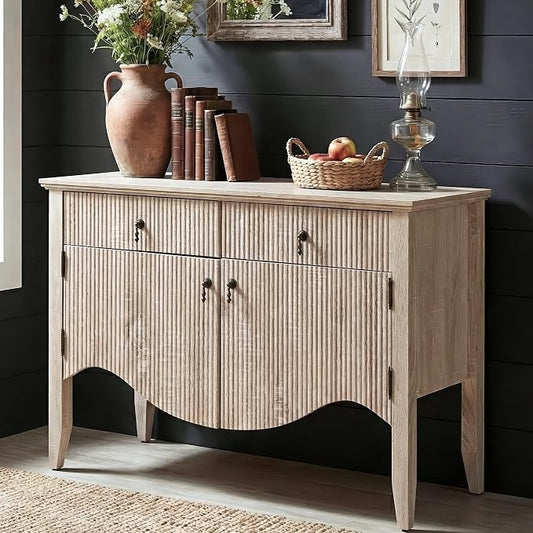 FUSUNBAO 40" Fluted Buffet Cabinet, Sideboard Credenza by FUSUNBAO