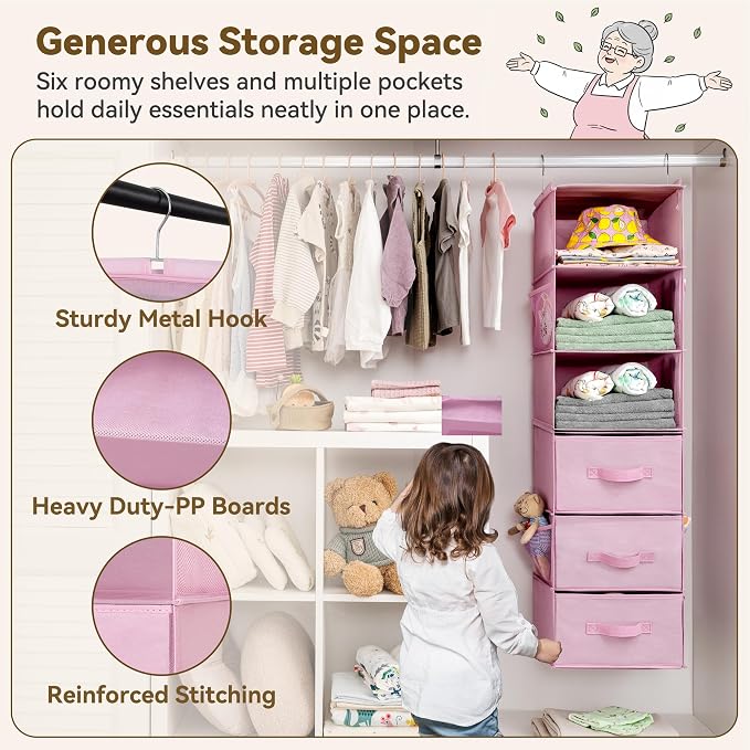 GRANNY SAYS Hanging Closet Organizer 6-Shelf, Separable to 2 Pack 3-Shelf - Image 5
