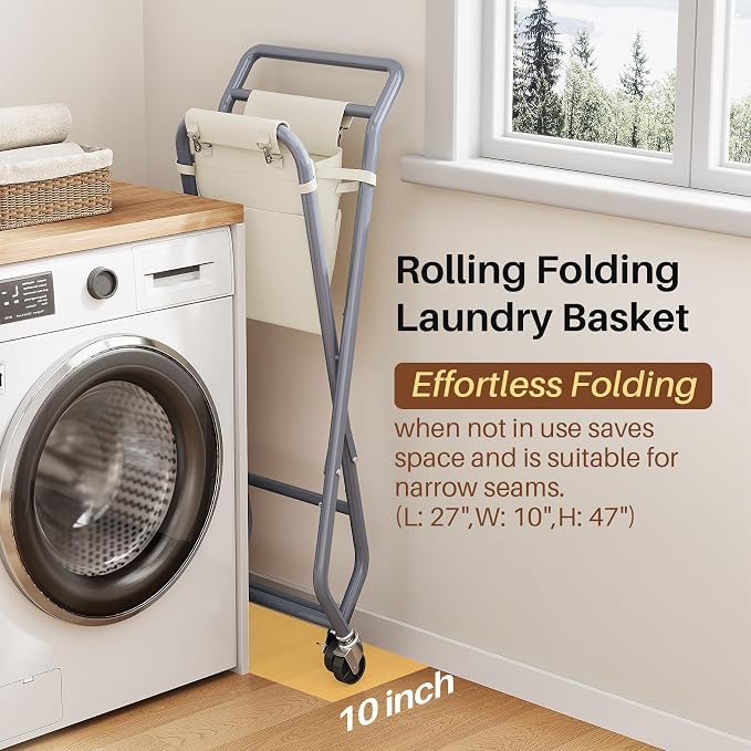 No-Bend Laundry Cart- Rolling Hamper - Image 7