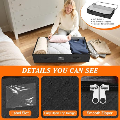 SpaceWhisper 90L Under Bed Storage Containers, Foldable Closet Organizers and - Image 3